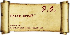 Petik Orbó névjegykártya
